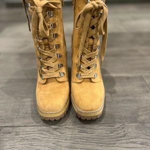 Steve Madden suede heeled combat construction boot